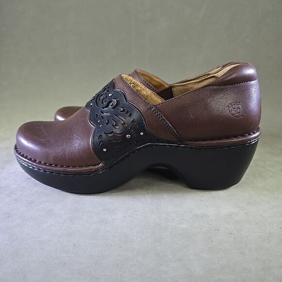Ariat Shoes Womens Size 10B Leather Slip On Comfort Clog Floral 20838 - Picture 5 of 11
